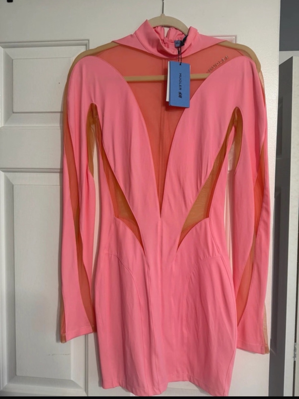 Mugler X H&M Pink Long-Sleeve Cutout Mini Dress